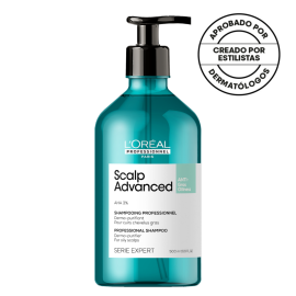 Shampoo en gel que purifica el cuero cabelludo y la fibra de residuos, sudor y grasa para una sensación más fresca y limpia Scalp Advanced Anti-Oiliness 500 ml Loreal Professionnel de para productos 500ml - Compra online en DermotiendaShopping