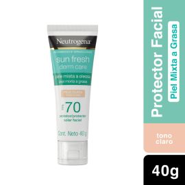Protector Solar Facial Neutrogena Sun fresh Derm care Tono claro FPS 70 40g de para Bloqueadores - Compra online en DermotiendaShopping