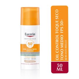 Eucerin Protector Solar facial Oil Control Color Toque Seco Tono Medio FPS 50+ 50ml de para Eucerin - Compra online en DermotiendaShopping